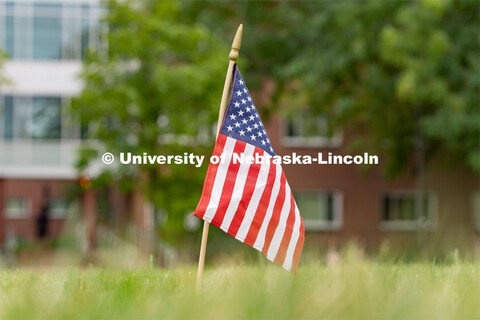 An American flag placed in the Donald and Lorena Meier Commons on Thursday, September 10, 2020 in Li