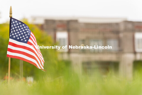 An American flag placed in the Donald and Lorena Meier Commons on Thursday, September 10, 2020 in Li