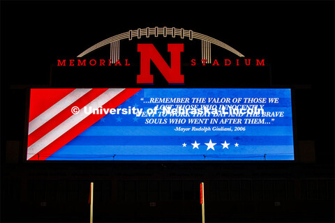 UNL ROTC cadets and Lincoln first responders run the steps of Memorial Stadium to honor those who di