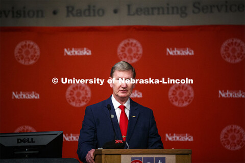 Pictured; NU President, Ted Carter. A press conference announces that the University of Nebraska’s