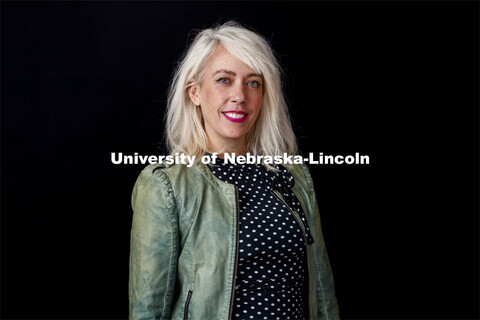 Studio portrait of Jen Landis, Lecturer, School of Art, Art History and Design. October 14, 2020. 