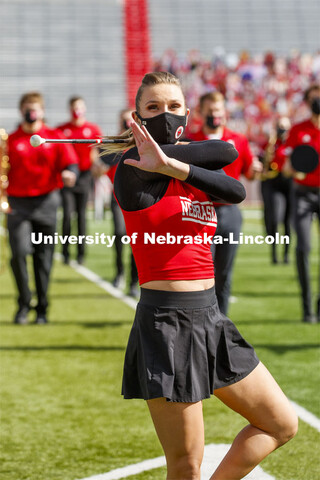 Cornhusker Marching Band, Cheer Squad and Homecoming Royalty met in the empty Memorial Stadium to re