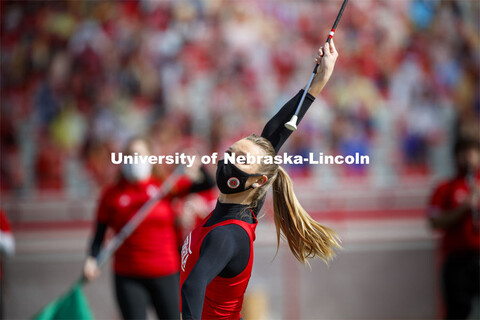 Cornhusker Marching Band, Cheer Squad and Homecoming Royalty met in the empty Memorial Stadium to re