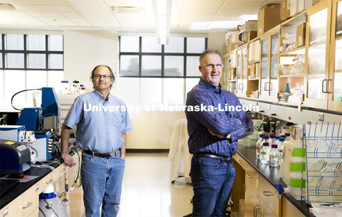 Robert Hutkins and Andy Benson are photographed in the Nebraska Food for Health Center. This image i