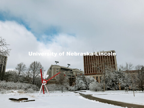 Old Glory is dusted with snow. January 26, 2021. 