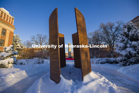 Students met the first day of classes for spring semester with the campus covered in deep snow after