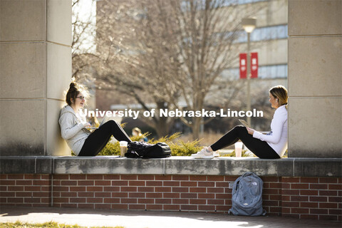 Madison Moran, left, a freshman from Kansas City, and Jenna Craven, a freshman from Norfolk, enjoy t