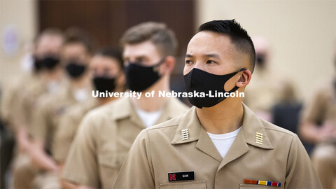 President Ted Carter addresses the Air Force and Navy ROTC Cadets in the Union’s Centennial Hall. 