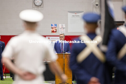Chancellor Ronnie Green presided over the ROTC Joint Service Chancellor’s Review Thursday afternoo