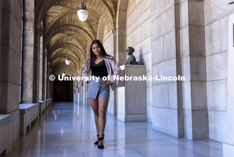 Andrea Trejo Hernandez, a double major in Psychology and Political Science, is pictured in the Nebra