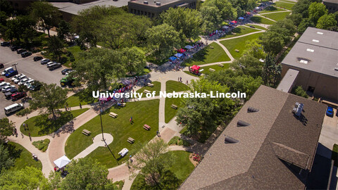 Aerial view of the East Campus Discovery Days and Farmer’s Market at UNL. A fun, family-friendly e