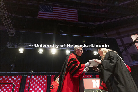 2020 graduate Betsy Totten returned to campus to walk and be congratulated by Chancellor Ronnie Gree