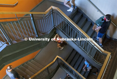 Cali Bokenkroger, a freshman from Kansas City, Missouri, turns to talk with her parents as they brin