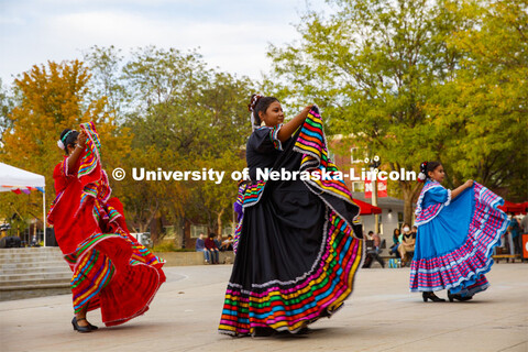 Sangre Azteca dances as part of Fiesta on the Green on the Nebraska Union Plaza. Fiesta on the Green