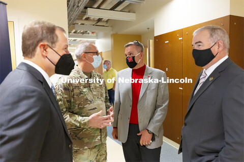 UNL Chancellor Ronnie Green talks with Maj. Gen. Daryl L. Bohac, Adjutant General, Nebraska National