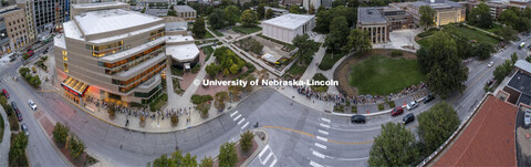 Students lining up for Yung Gravy concert filled the sidewalks from the Lied Center to the Nebraska 