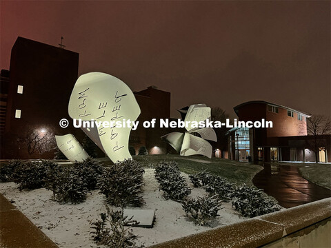 First snow in December on city campus. December 10, 2021. 