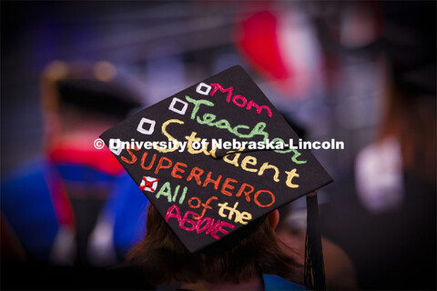 Emily Laura Brooks decorated her mortar board. She was awarded her masters in teaching, learning and