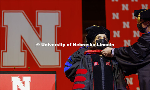 Karen Ferreira DaSilva returned to campus to receives her doctoral hood. She graduated in May 2020. 