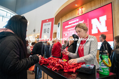 Students check in at the Van Brunt Visitor’s Center and pick up free swag. Admitted Student Day is