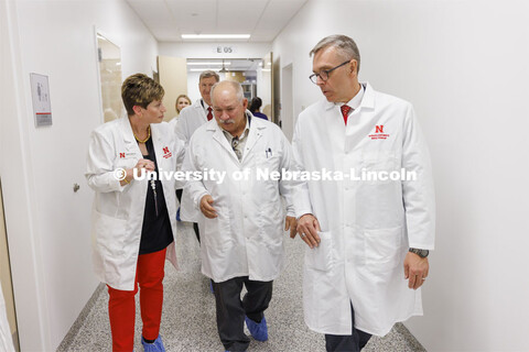 Amanda Ramer-Tait answers question from Regent Paul Kenney as the Board of Regents tours the Nebrask