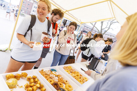 Cup of Joe with Chi Os served up donuts, bagels and coffee to students Friday morning. April 22, 202