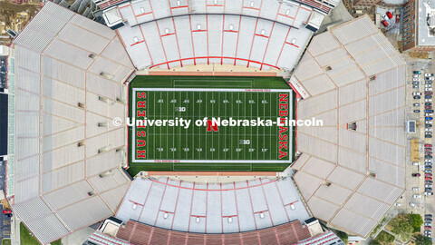 New field turf covers Memorial Stadium. May 4, 2022. 
