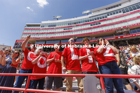 The family of Liz Endecott, a psychology major from Lee’s Summit, Missouri, cheer her as she recei