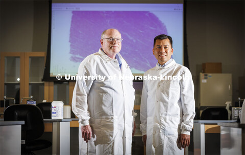 Scott McVey (left), professor and director of Nebraska’s School of Veterinary Medicine and Biomedi