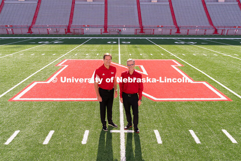 Trev Alberts, Vice Chancellor, Director of Athletics, and UNL Chancellor Ronnie Green in Memorial St