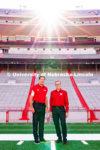 Trev Alberts, Vice Chancellor, Director of Athletics, and UNL Chancellor Ronnie Green in Memorial St