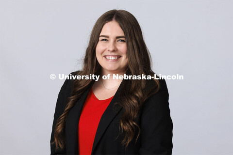 Studio portrait of Raylie Dinterman, Admissions Counselor, Office of Admissions. August 3, 2022. 