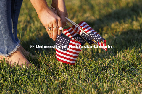 The Nebraska Military and Veteran Success Center, ASUN and others placed flags and signs on East Cam