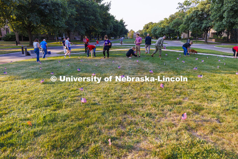 The Nebraska Military and Veteran Success Center, ASUN and others placed flags and signs on East Cam