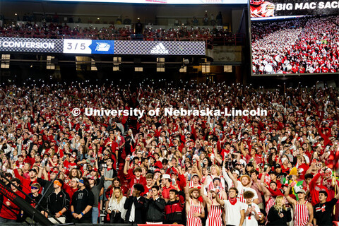 Husker fans cheer at the Nebraska vs. Georgia Southern football in Memorial Stadium. September 10, 2