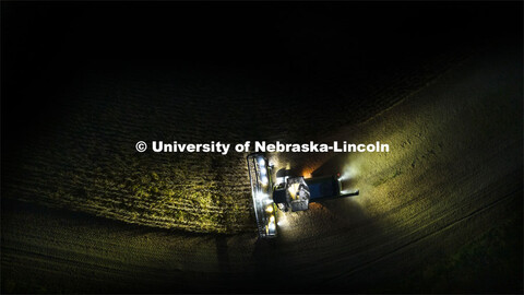 A combine harvests soybeans in a field northeast of Adams, Nebraska. October 3, 2022. 