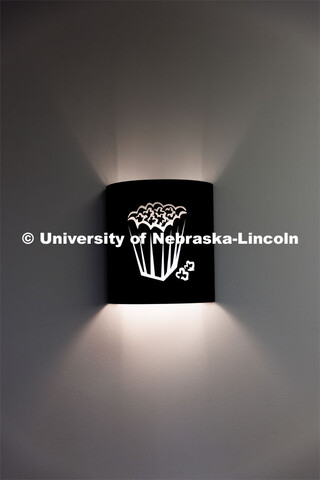 Lighted sign in the company offices. Preferred Popcorn grows popcorn near Chapman, Nebraska and thro