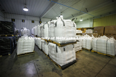 Each bag holds one ton of popcorn. The popcorn is stored at their facility before it is bagged and s