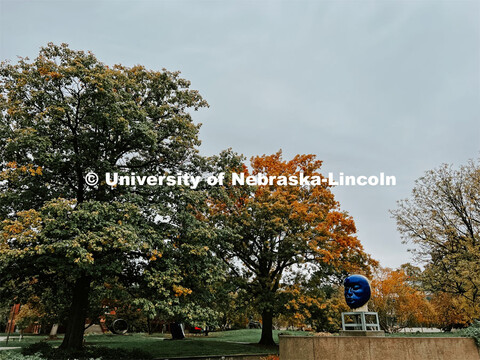 Jun Kaneko's Untitled sculpture on City Campus. Fall on City Campus. November, 2022. Photos by Katie