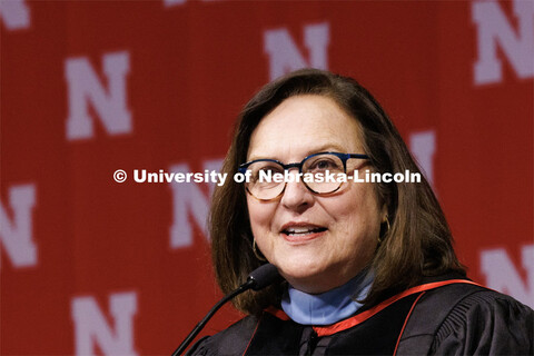 Deb Fischer, United States Senator for Nebraska, gives the commencement address. Winter Undergraduat