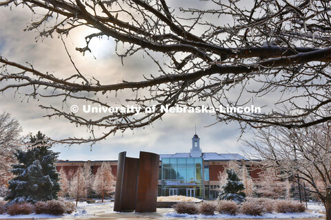 Ice and snow cover campus. January 19, 2023. 