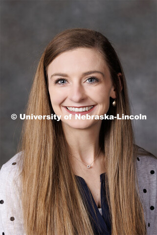 Studio portrait of Alaina Kauffman, 4-H Extension Assistant. Portraits of Extension, IANR and CASNR 