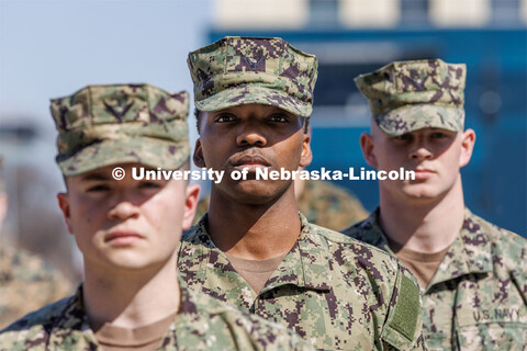 Navy and Marine ROTC Cadets at the promotion ceremony for First Sergeant Joshua Glotzbecker. Glotzbe