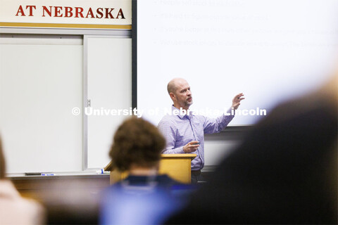 Paul Weitzel, Assistant Professor, College of Law, teaches his course. College of Law photoshoot. Ap