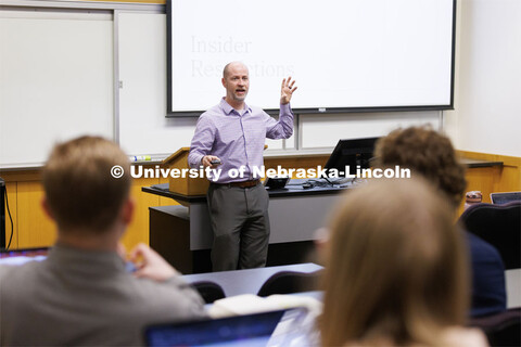 Paul Weitzel, Assistant Professor, College of Law, teaches his course. College of Law photoshoot. Ap