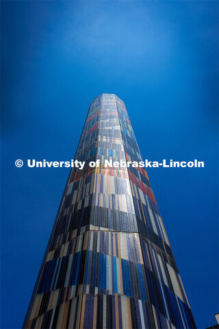 “Ascent”, a 57′ glass spire by artist Jun Kaneko, a public art piece was installed in the Linc