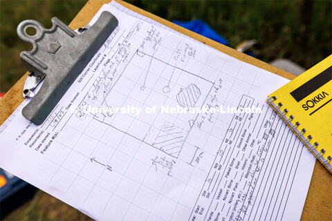 A site map of the excavation area. LuAnn Wandsnider is leading anthropology and forensic anthropolog