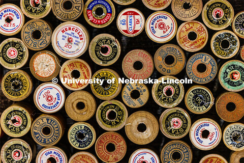 Close up photo of the tops of spools of thread. 4H/FFA Beef Show at the Gage County Fair and Expo in