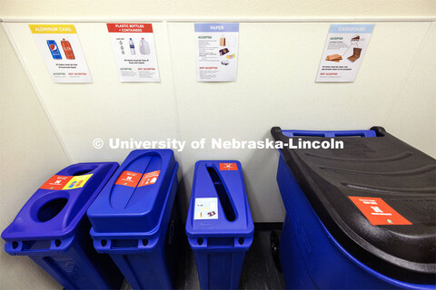 New recycle containers have been placed in all the trash rooms on all floors in the Suites. Office o