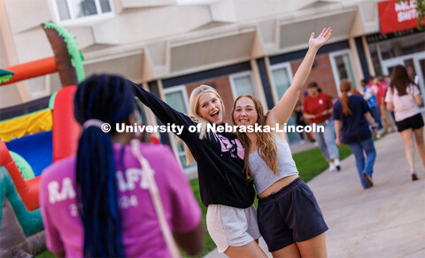 Avery Kardell of Omaha and Macy Martin of Omaha pose for a Polaroid snapshot taken by RAs at the Blo